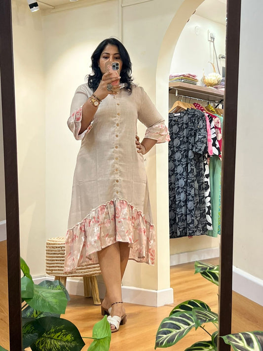 Up Down Lenin Dress - Beige