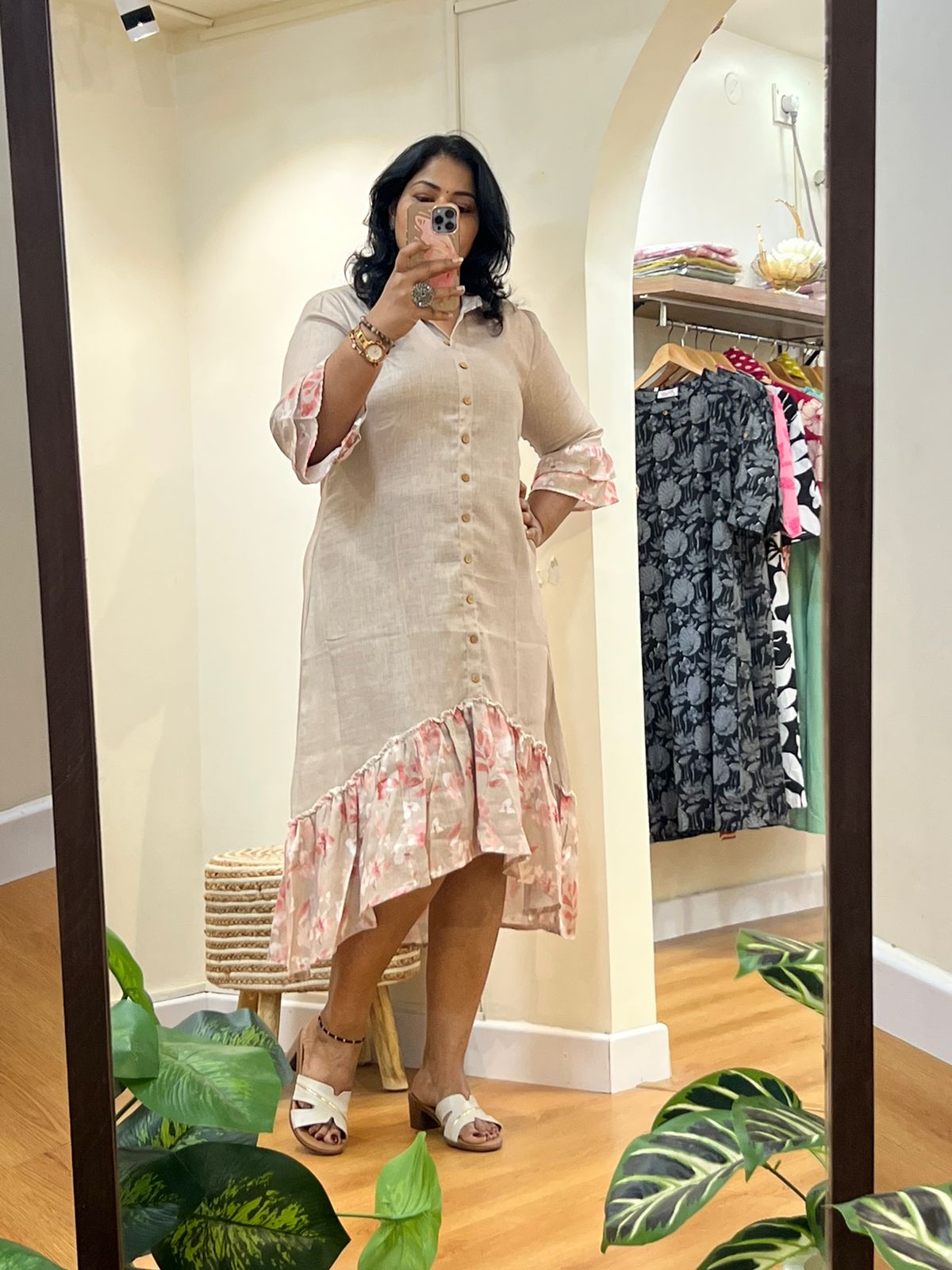 Up Down Lenin Dress - Beige