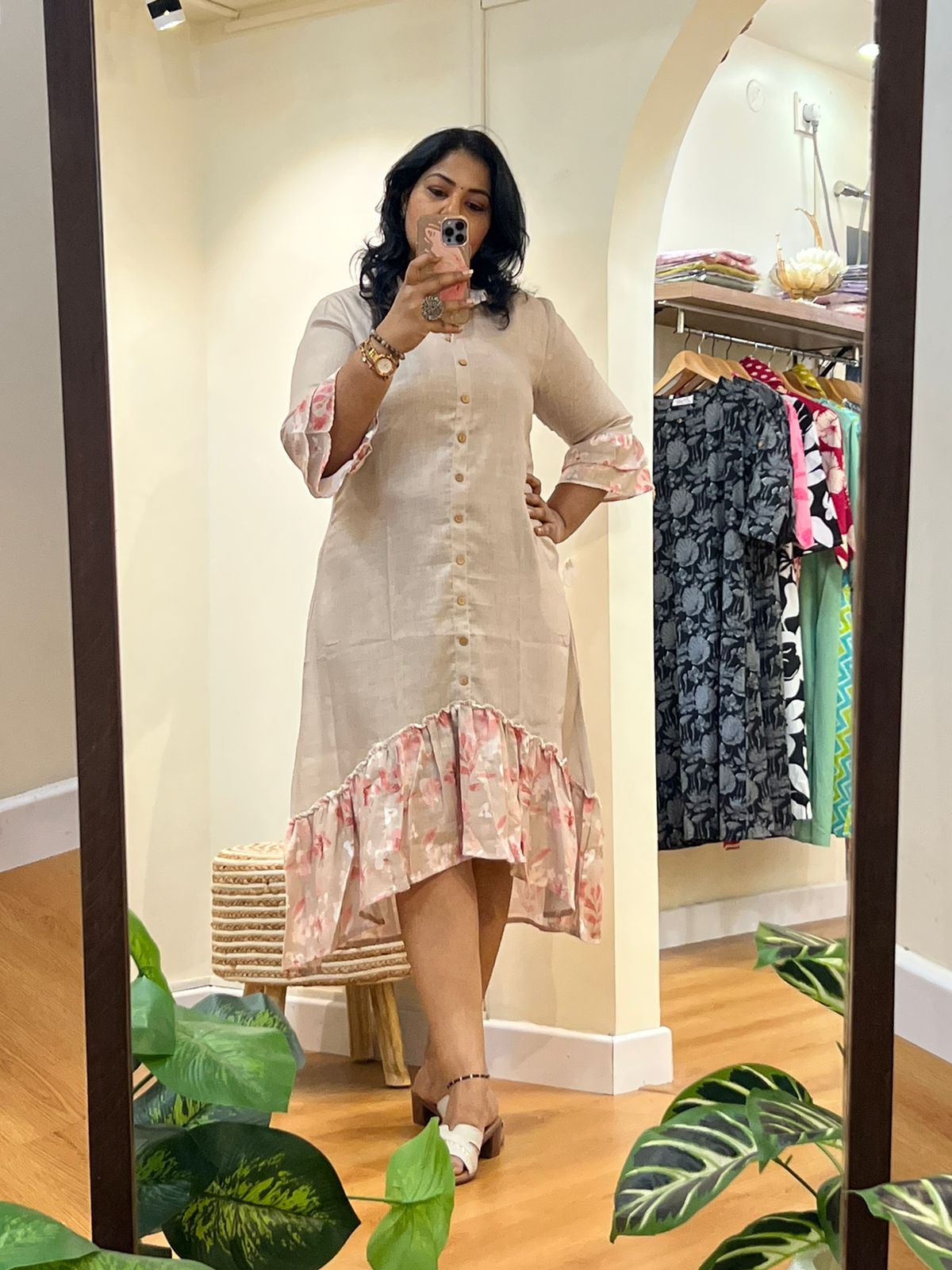 Up Down Lenin Dress - Beige