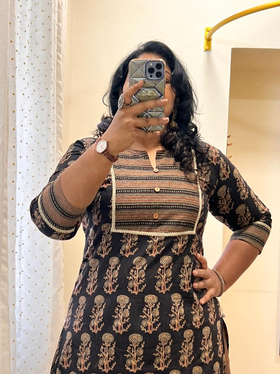 Black Ajrakh Skirt and Top