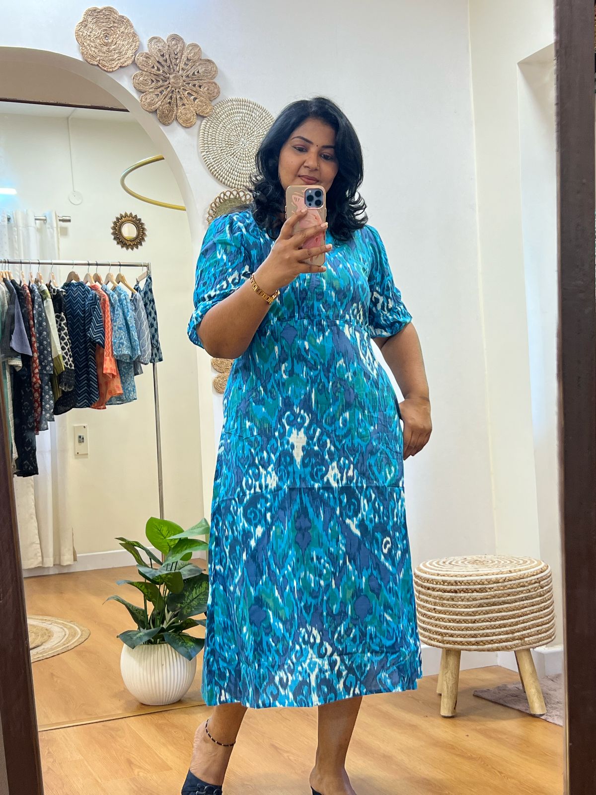 Long Dress Elastic Blue