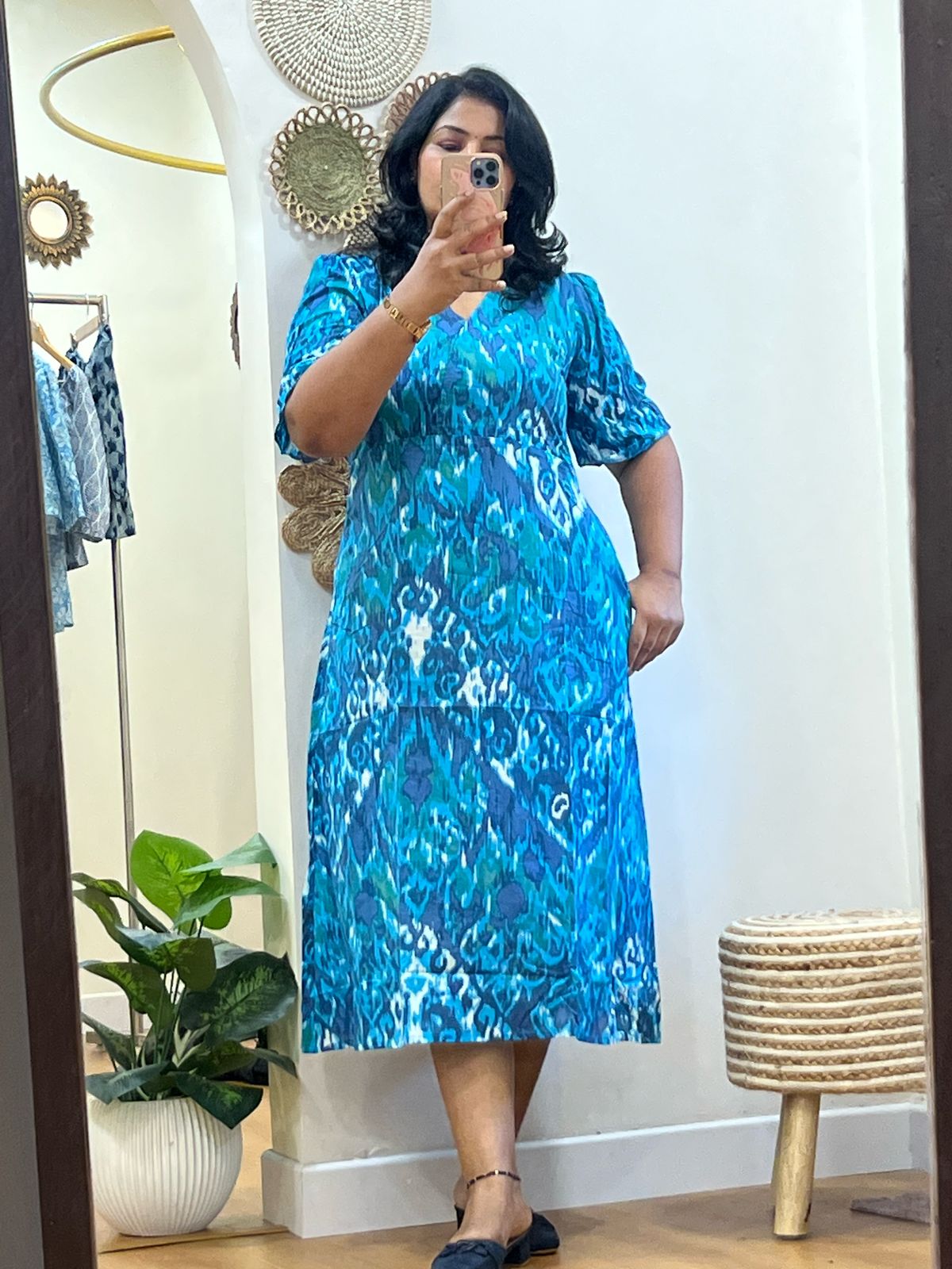 Long Dress Elastic Blue
