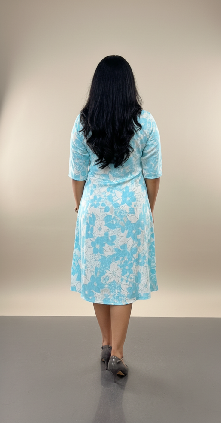 Blue Cowl Neck Dress