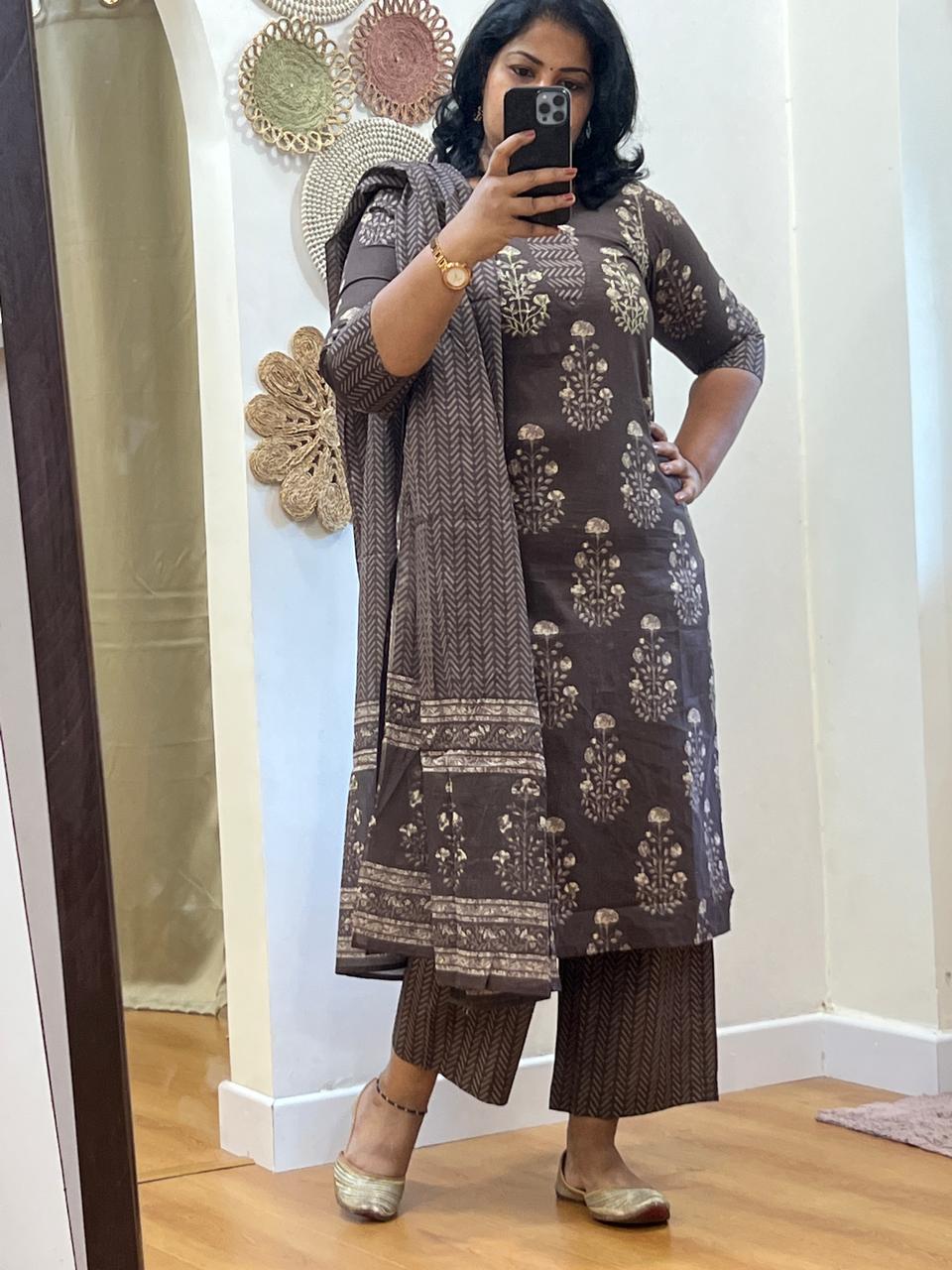 Brown Dupatta Set
