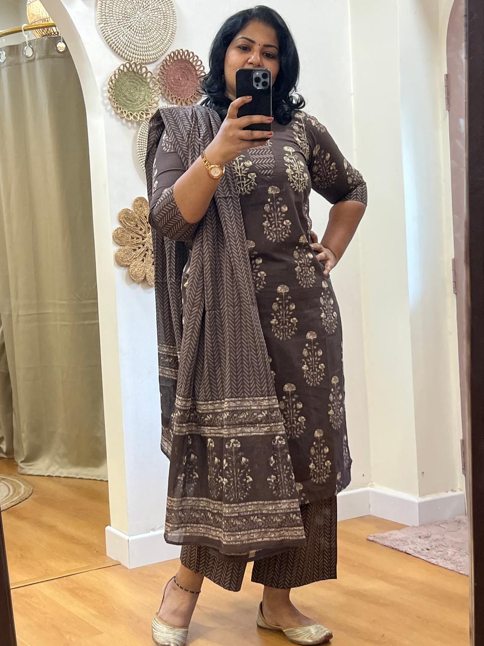 Brown Dupatta Set