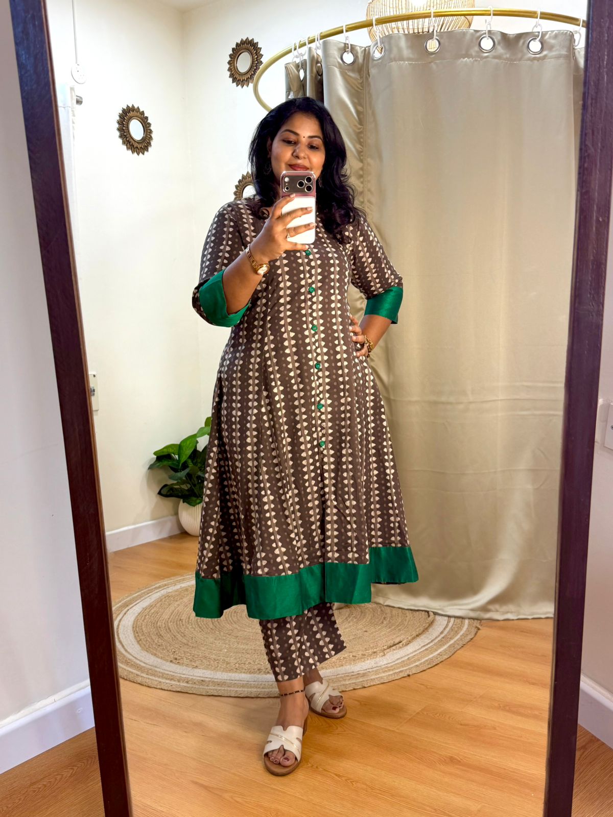 Brown flare anarkali set