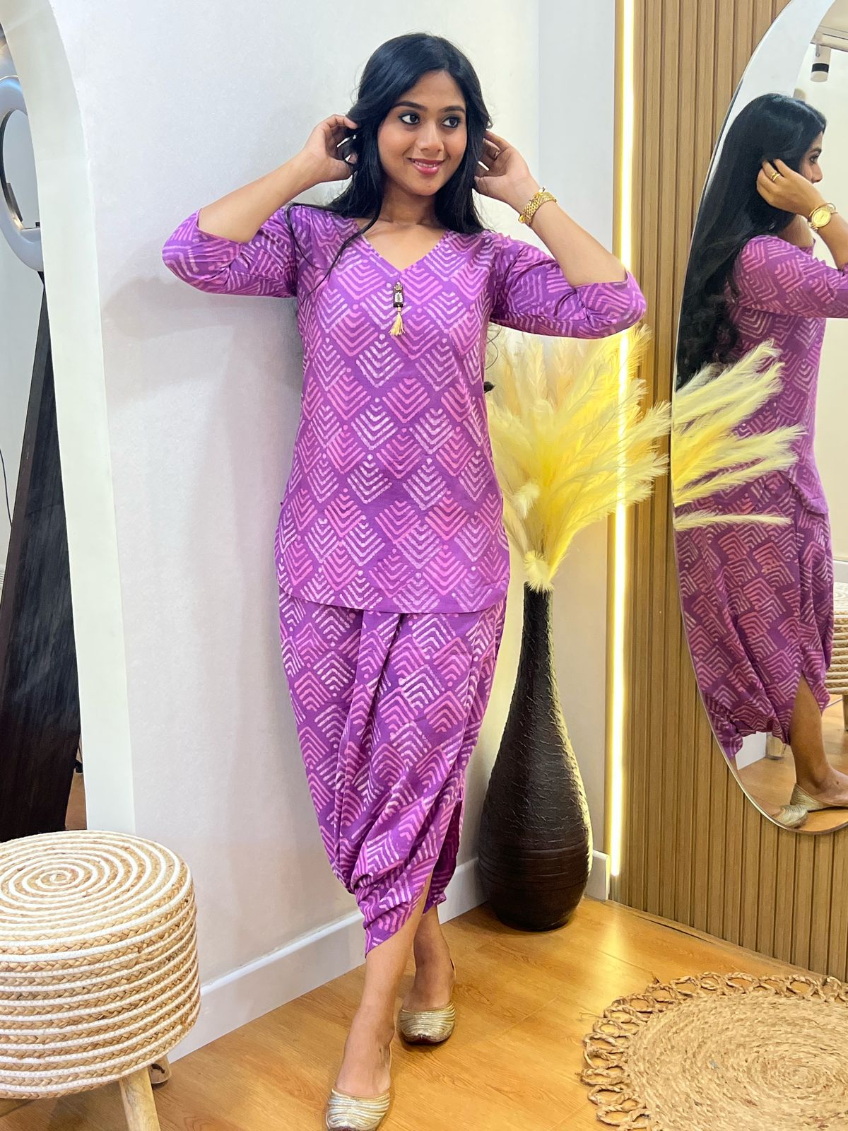 Purple Dhoti Set