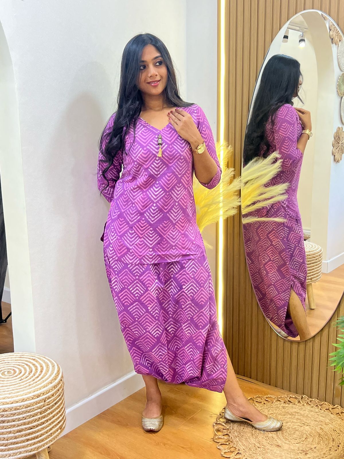 Purple Dhoti Set
