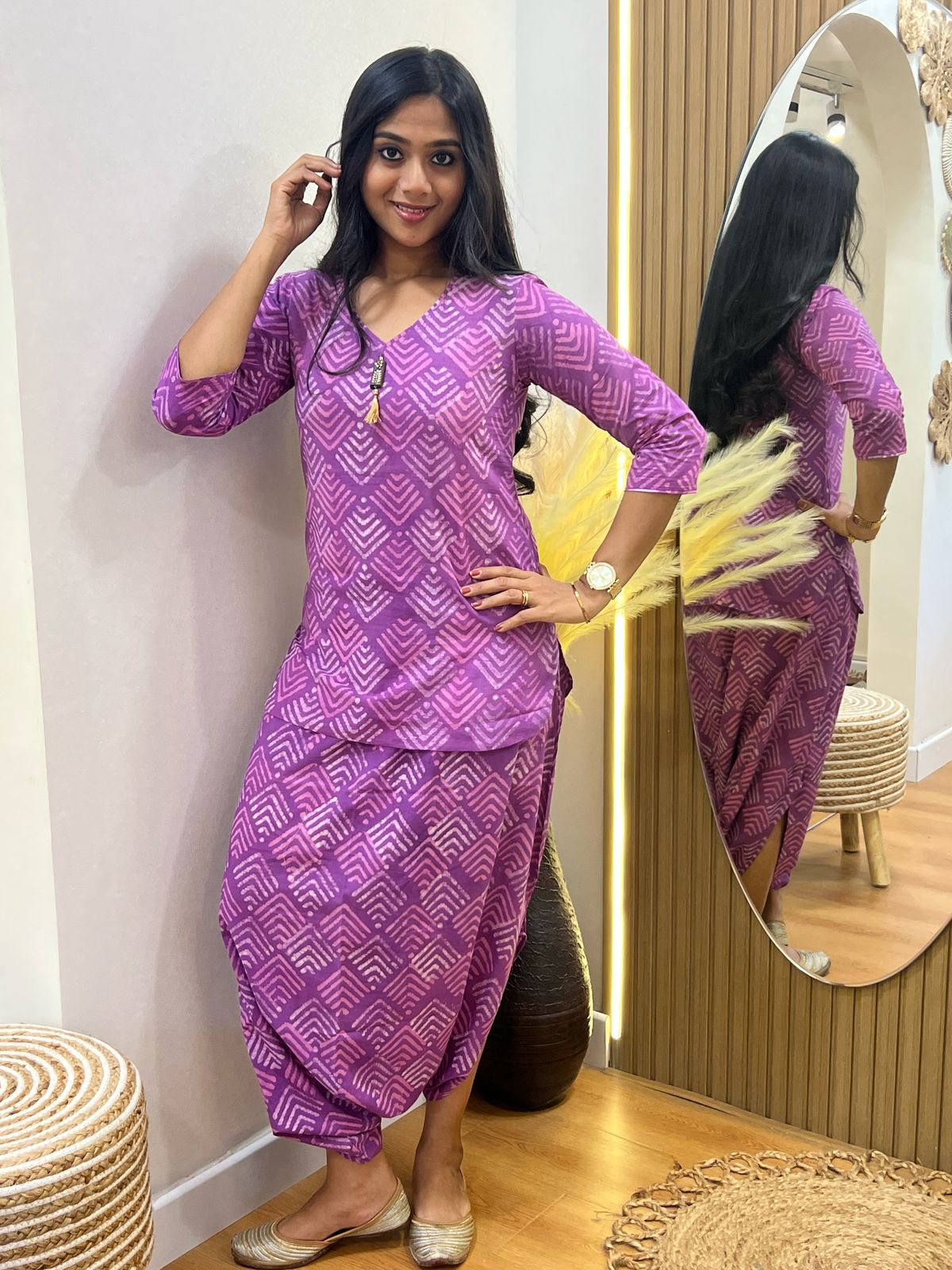 Purple Dhoti Set