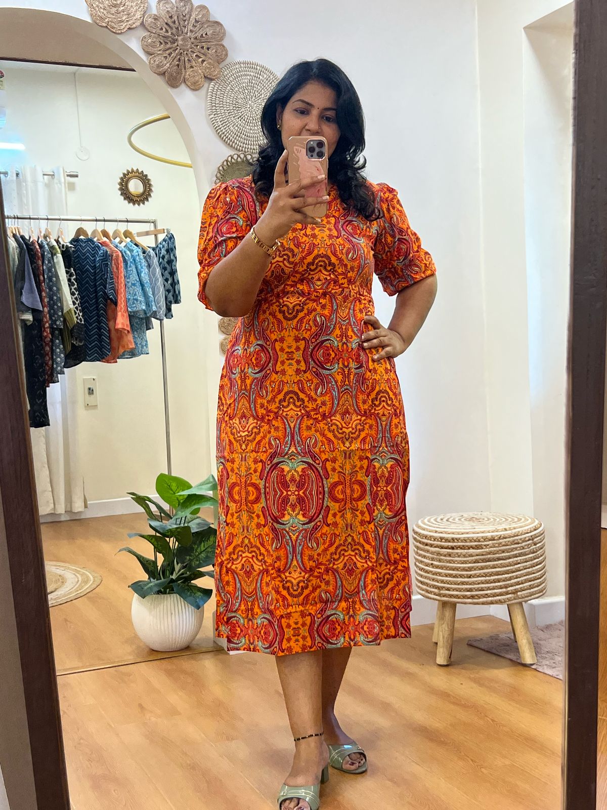 Long Dress Elastic Orange