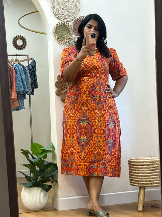 Long Dress Elastic Orange