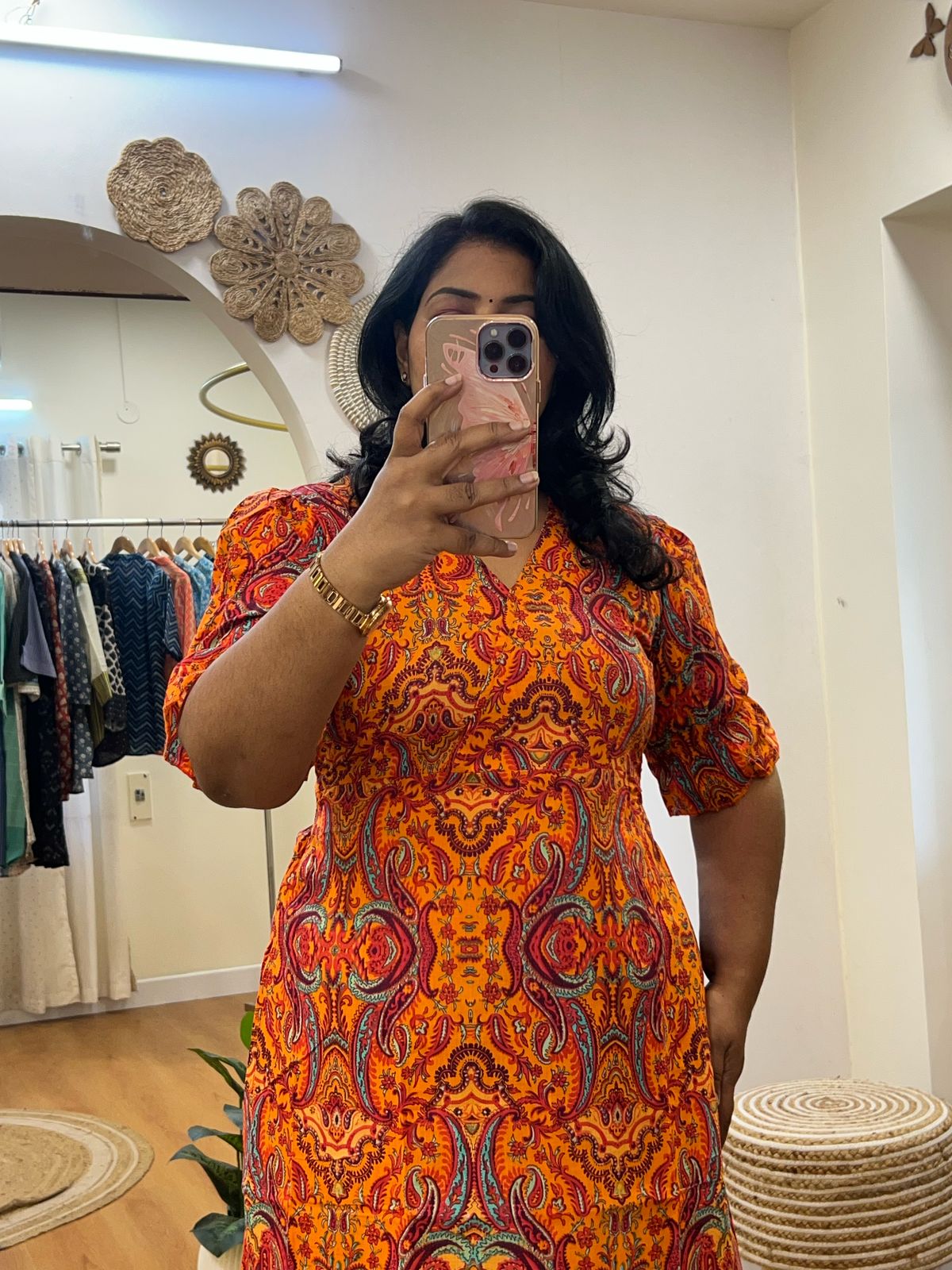 Long Dress Elastic Orange