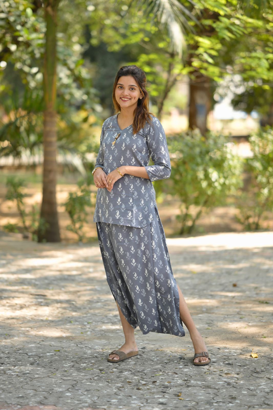 Grey Dhoti Set