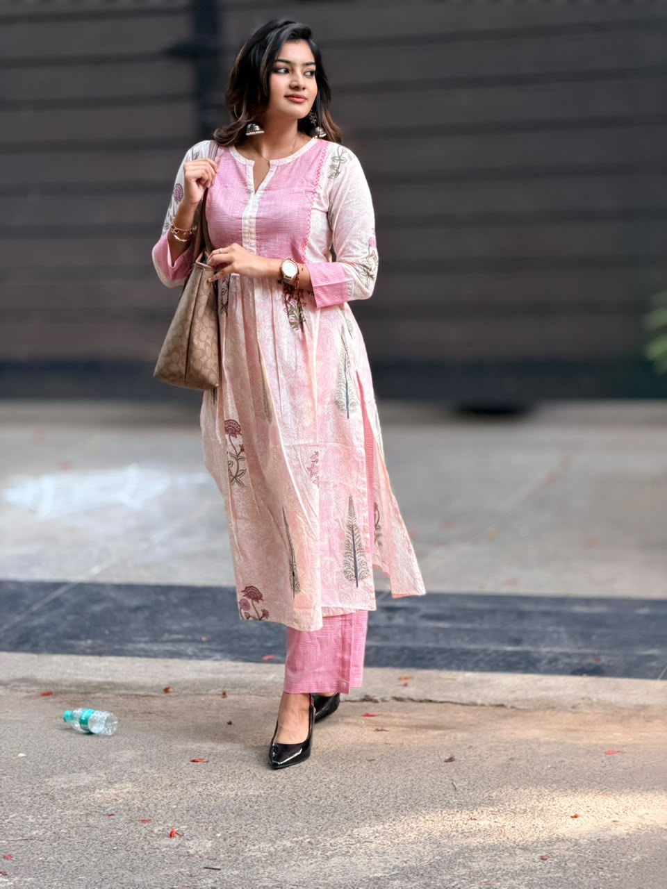 Office wear kurti set pink