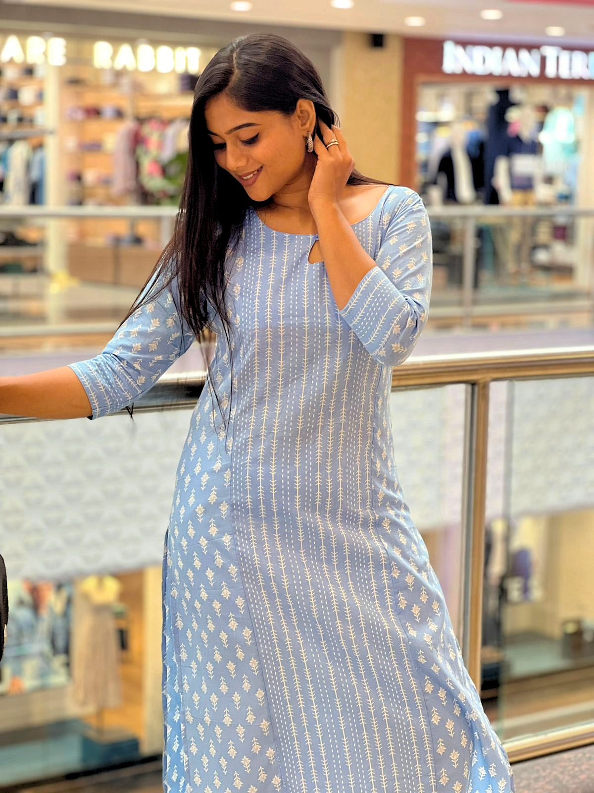 Ice Blue Princess Cut Kurti