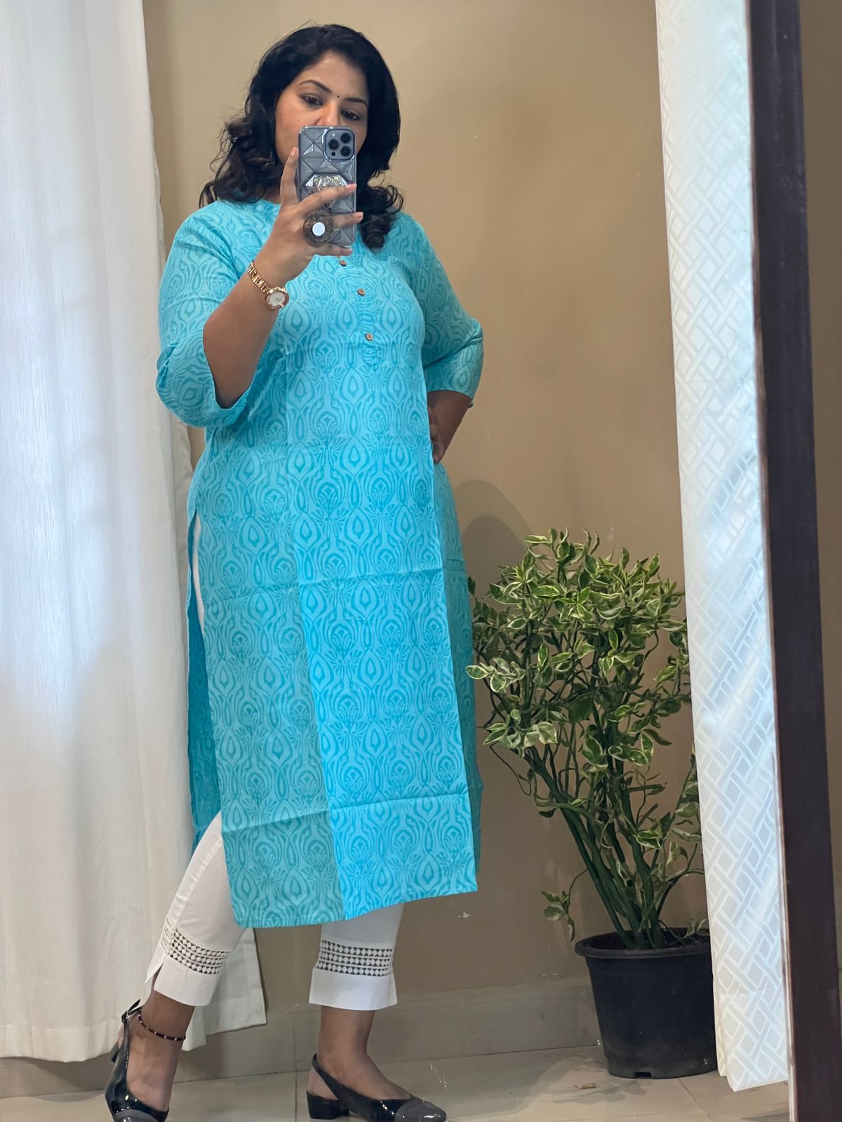 Lenin Slub Blue Kurti