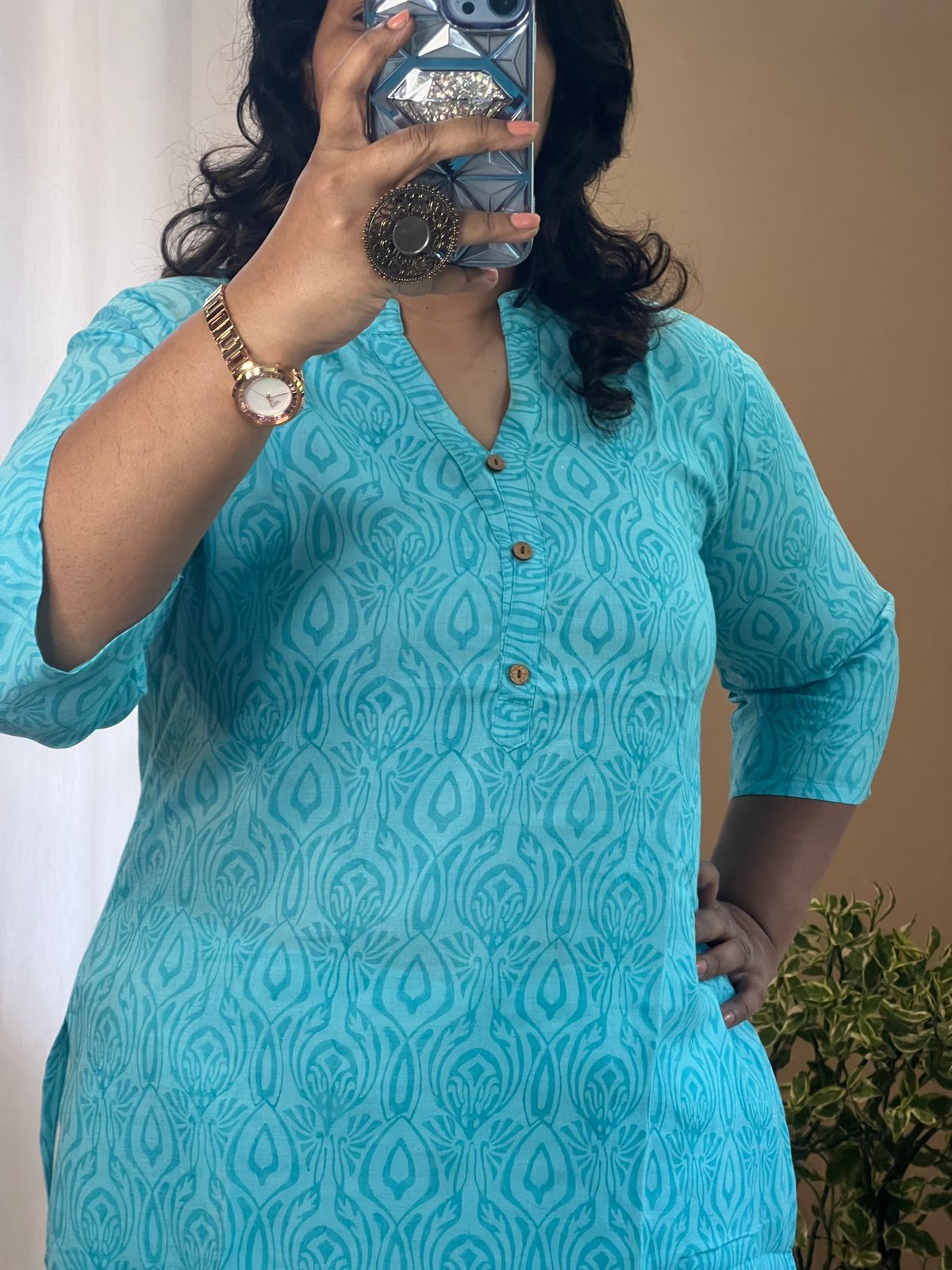 Lenin Slub Blue Kurti