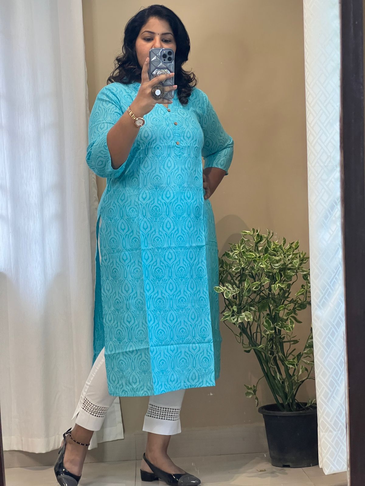 Lenin Slub Blue Kurti