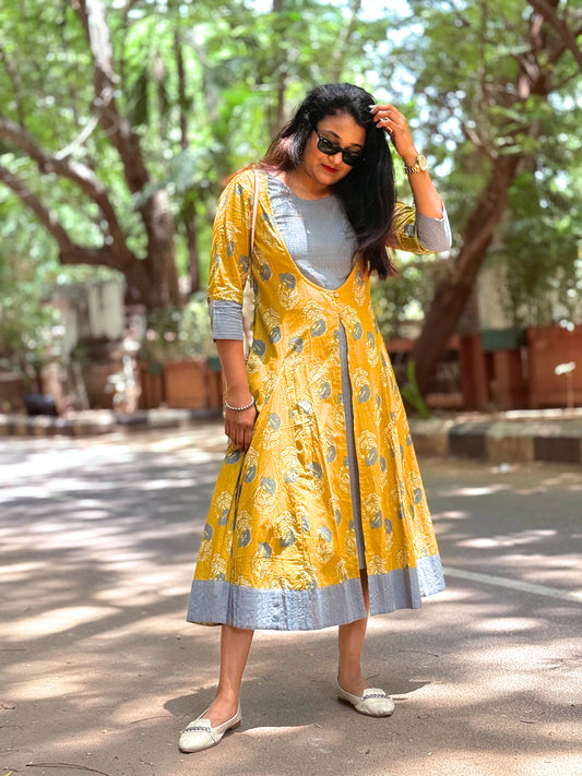 Overcoat Cotton Dress Mustard