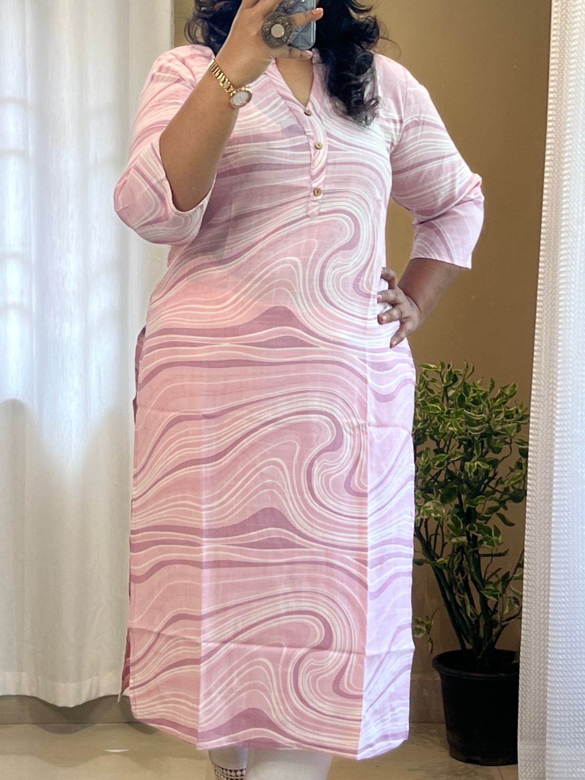 Lenin Slub Pink Kurti