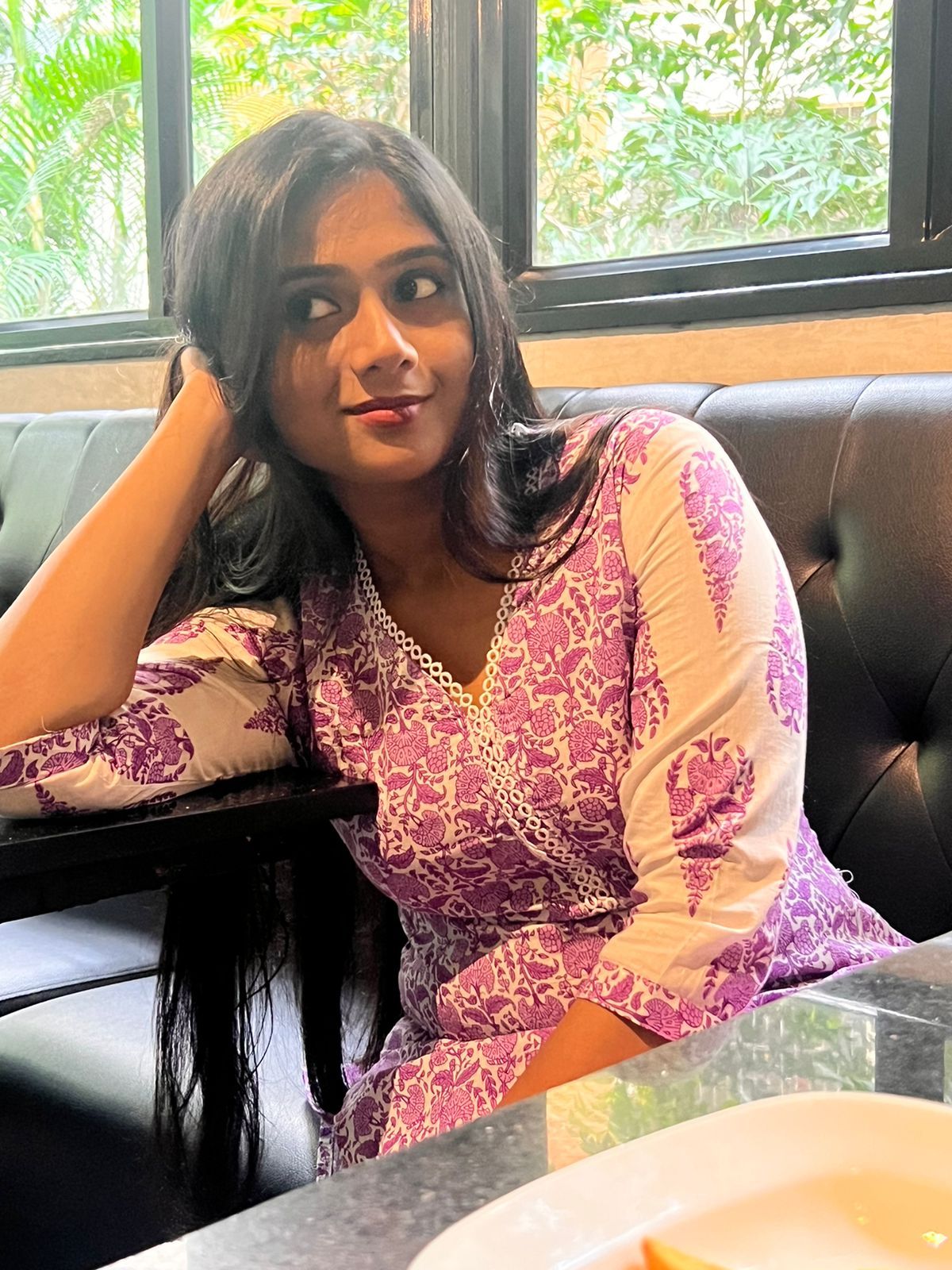 Purple High Neck Kurti Set