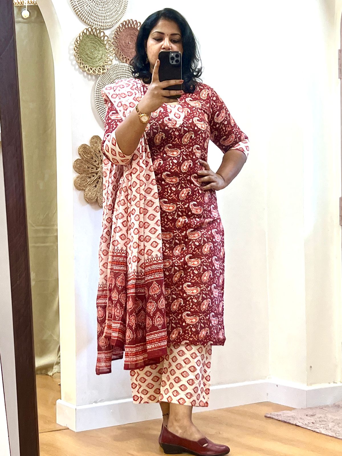 Red Dupatta Set