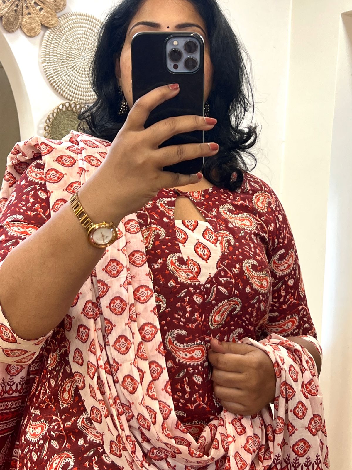 Red Dupatta Set