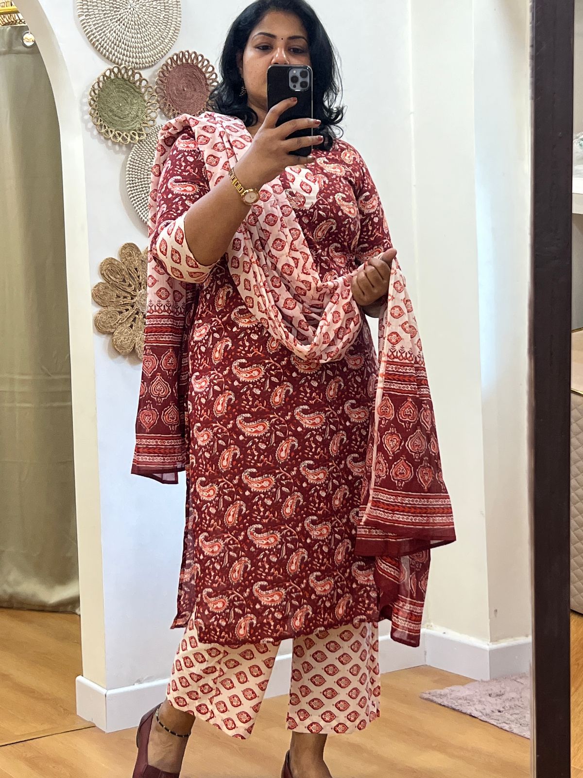 Red Dupatta Set
