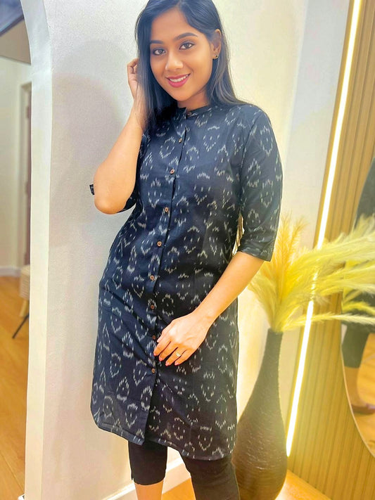 Shirt Kurti Black IKKAT
