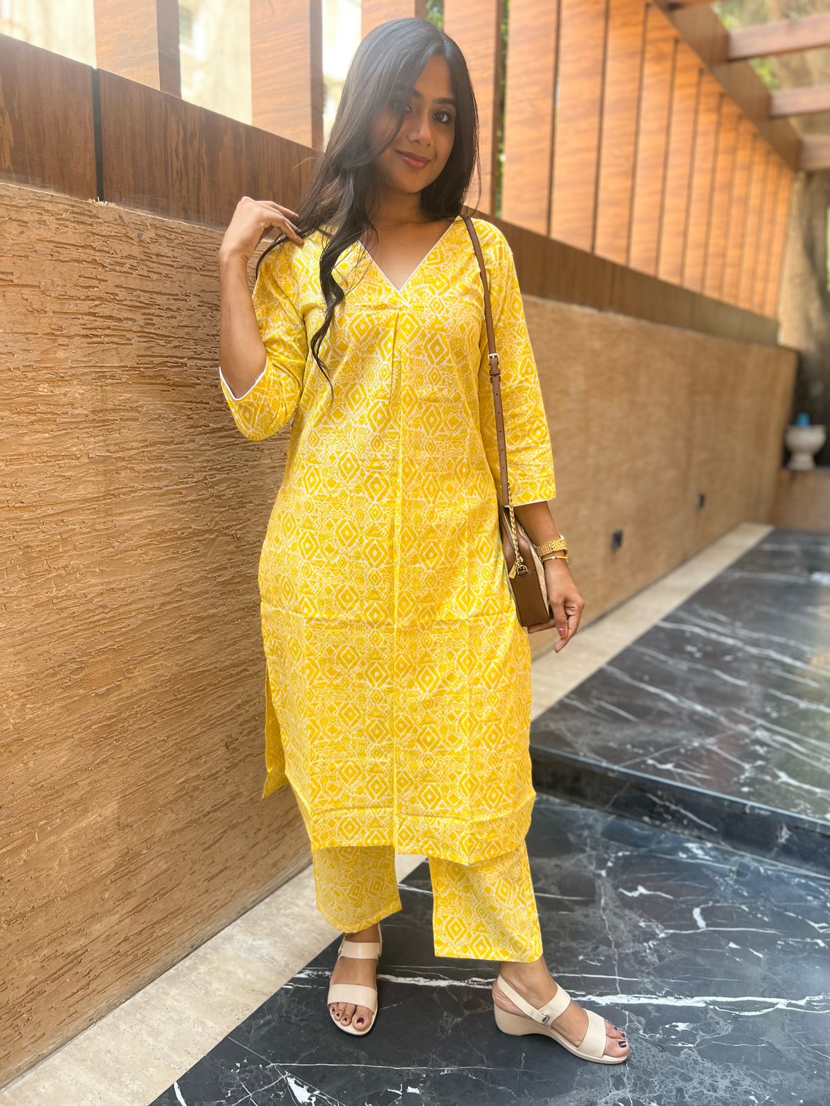 VNeck CoOrd Set Yellow