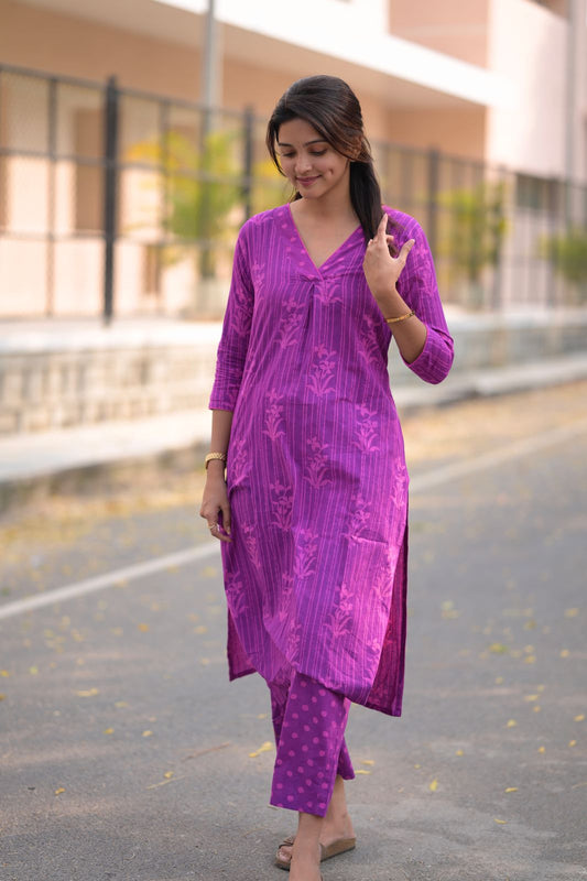 VNeck CoOrd Set Purple