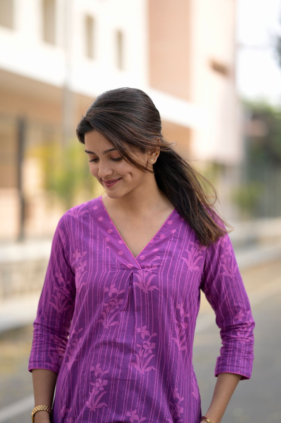 VNeck CoOrd Set Purple