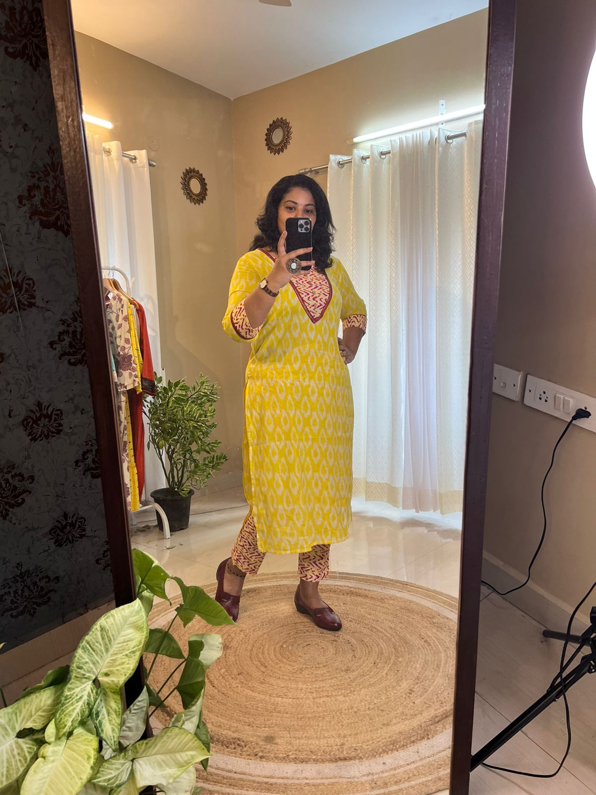 Office Wear Kurti Set - Yellow