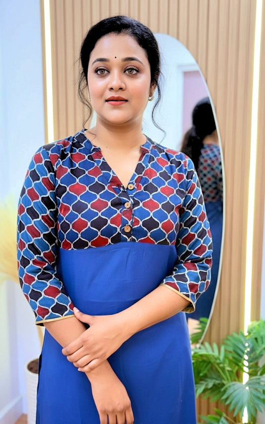 Modal Silk Kurta Set Blue