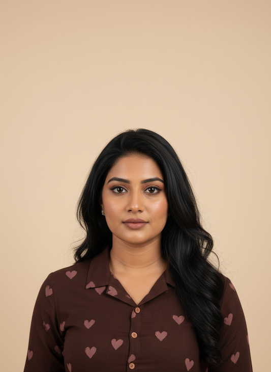 Brown Cotton Collar Midi Dress