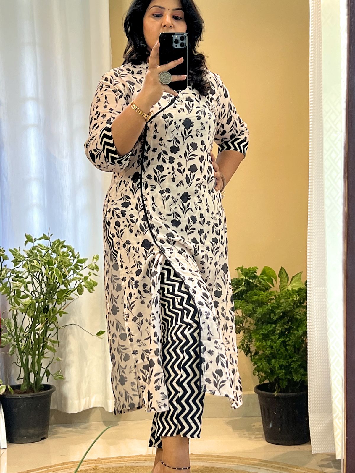 Chickoo Angrakha Kurti With Pant