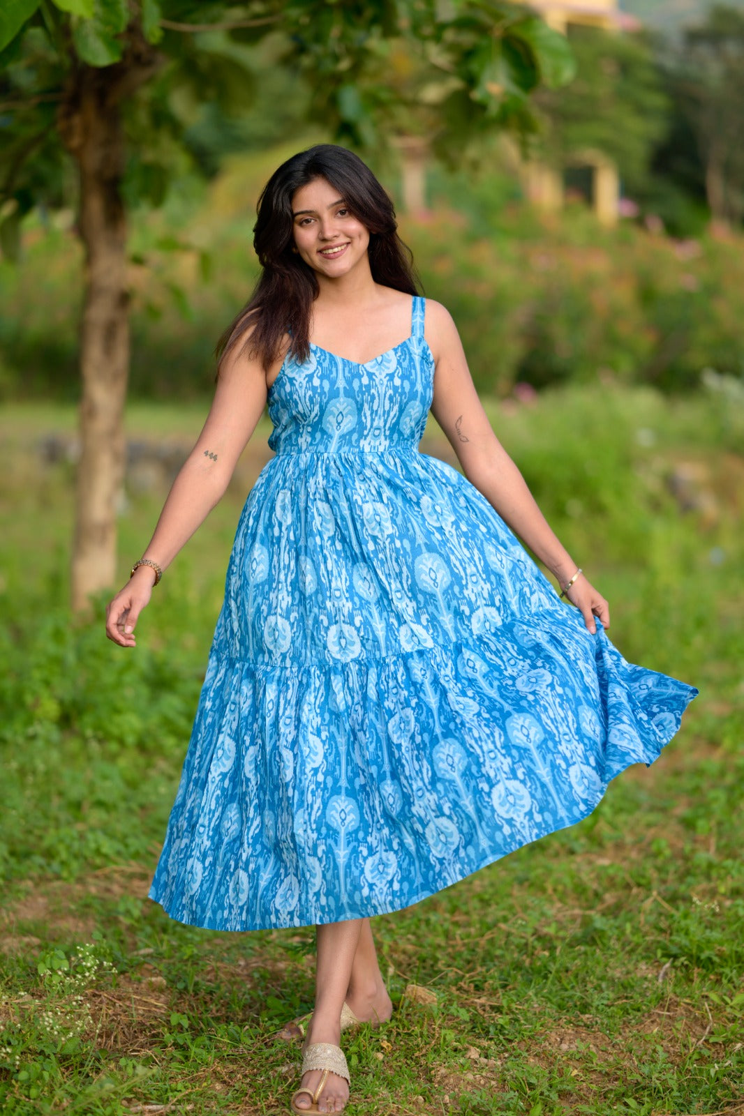 Blue Ikat Overcoat Dress