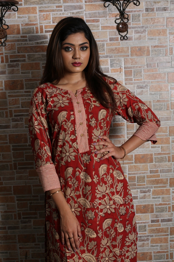 Kalamkari Office Wear Kurti Set