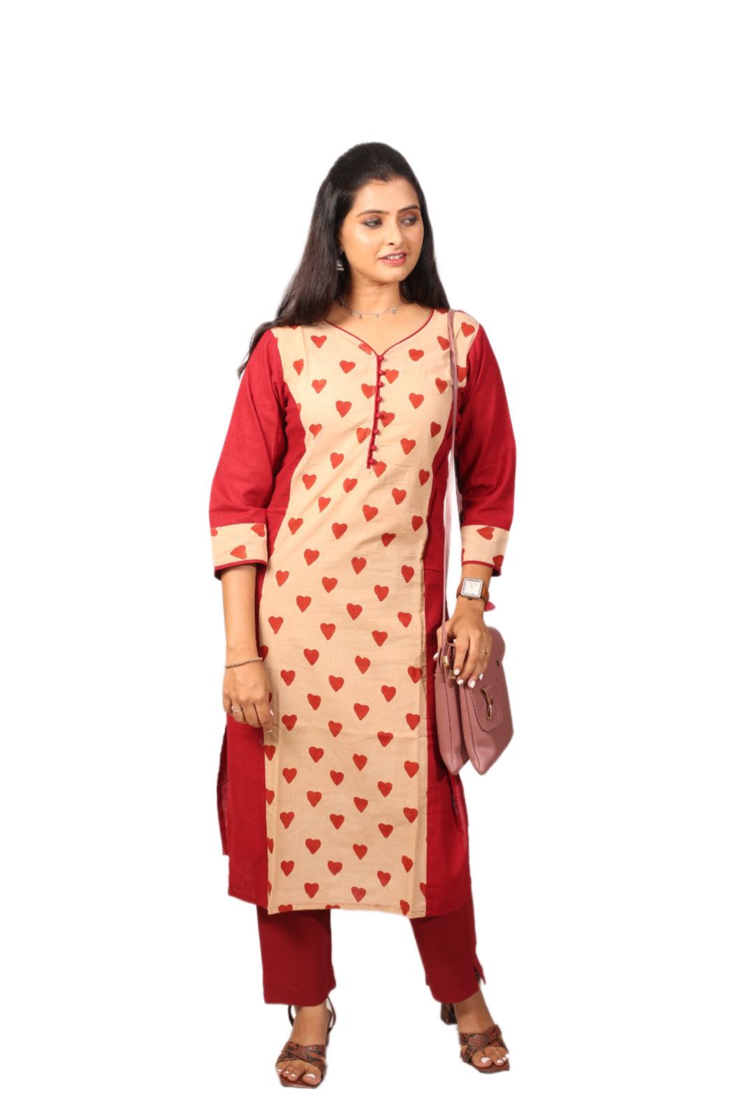 Maroon Princess Cut Women Kurti