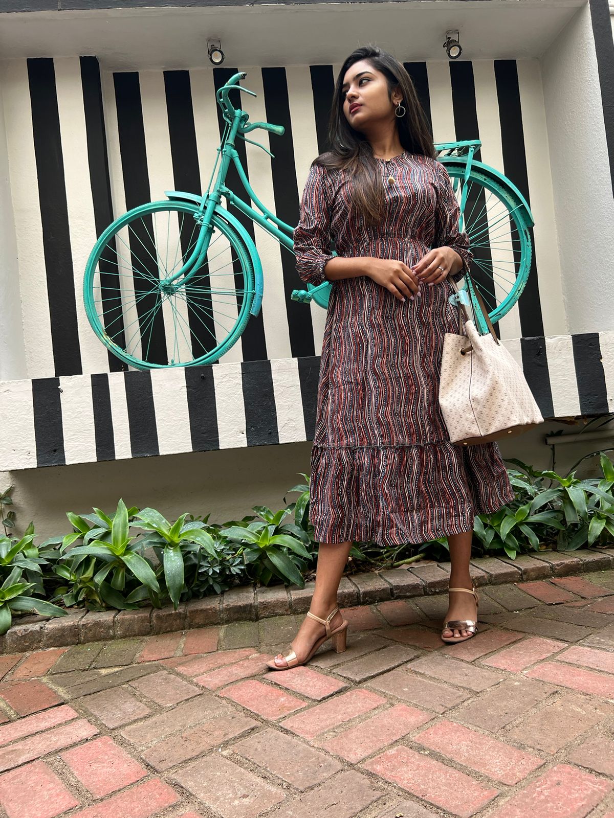 Stripe Mid Length Dress