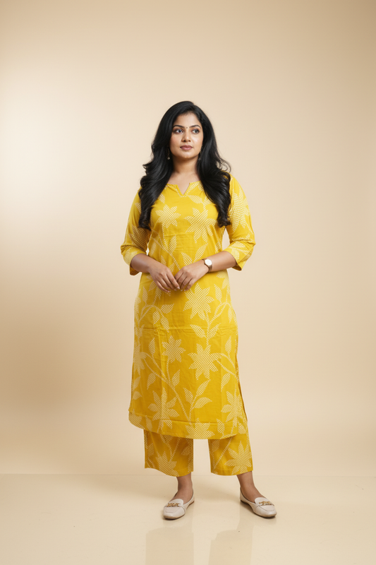 A-Line Co-Ord Kurta Set Mustard