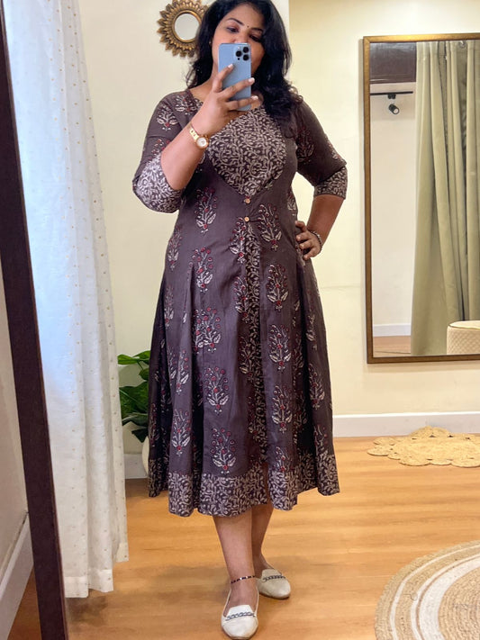 Overcoat Cotton Dress Brown