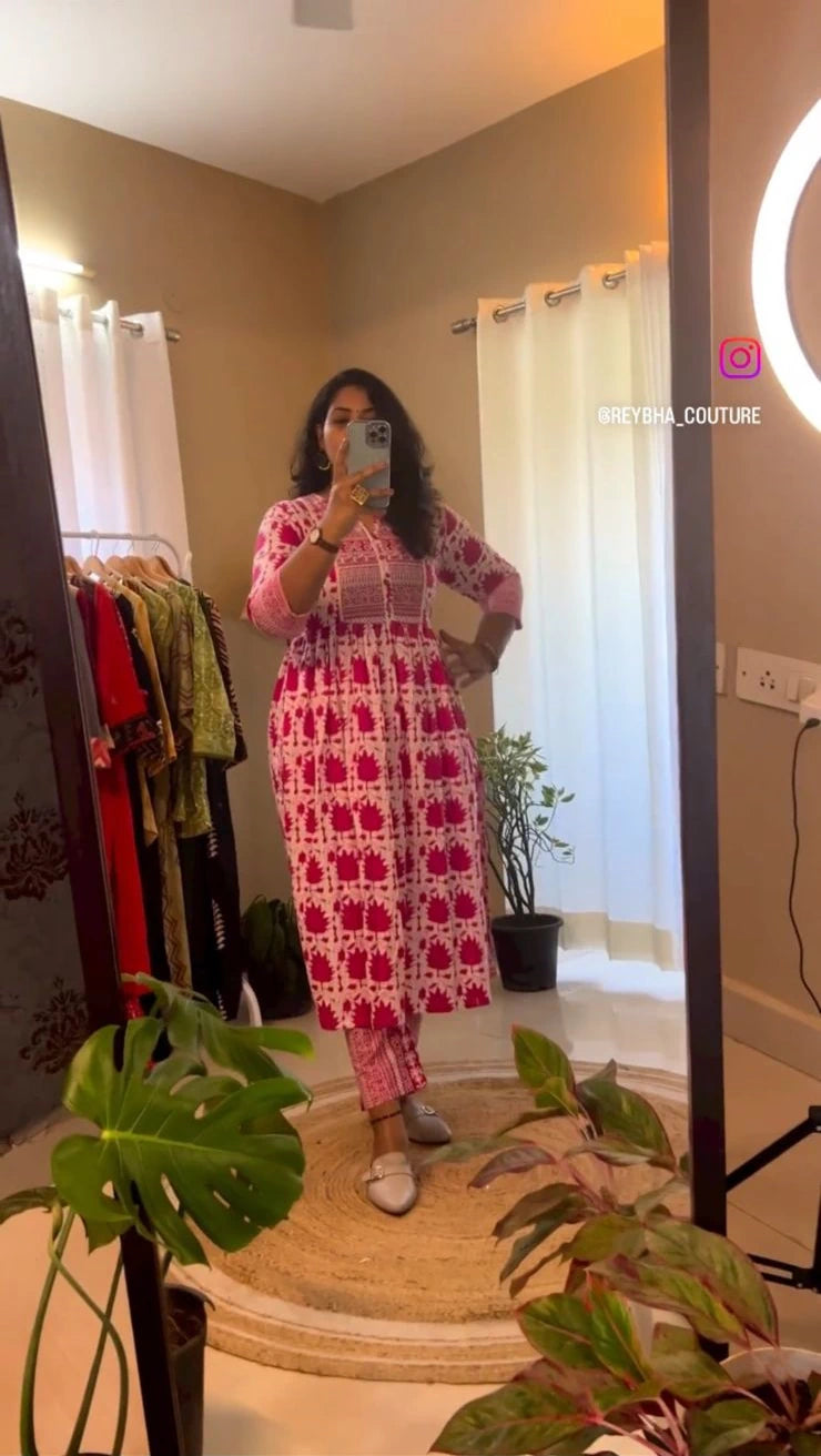 Pink Nyra Cut Kurti
