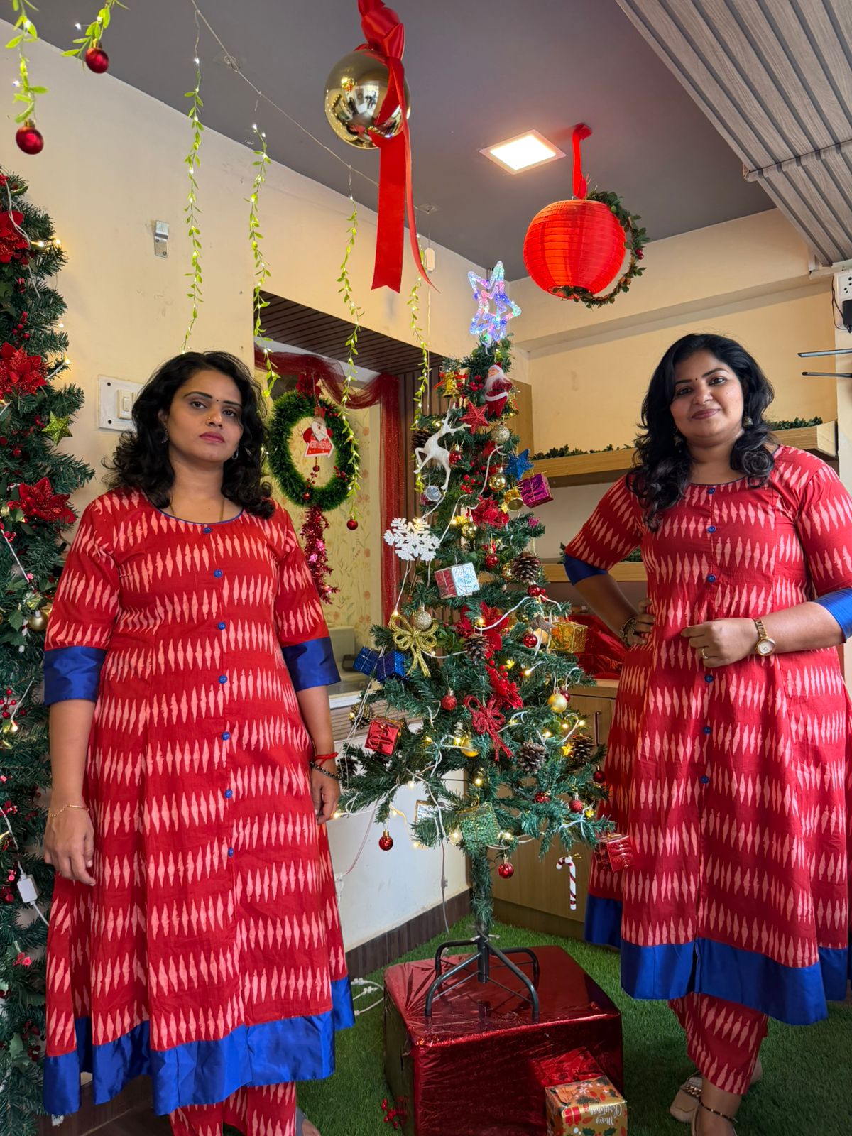 Red flare anarkali set