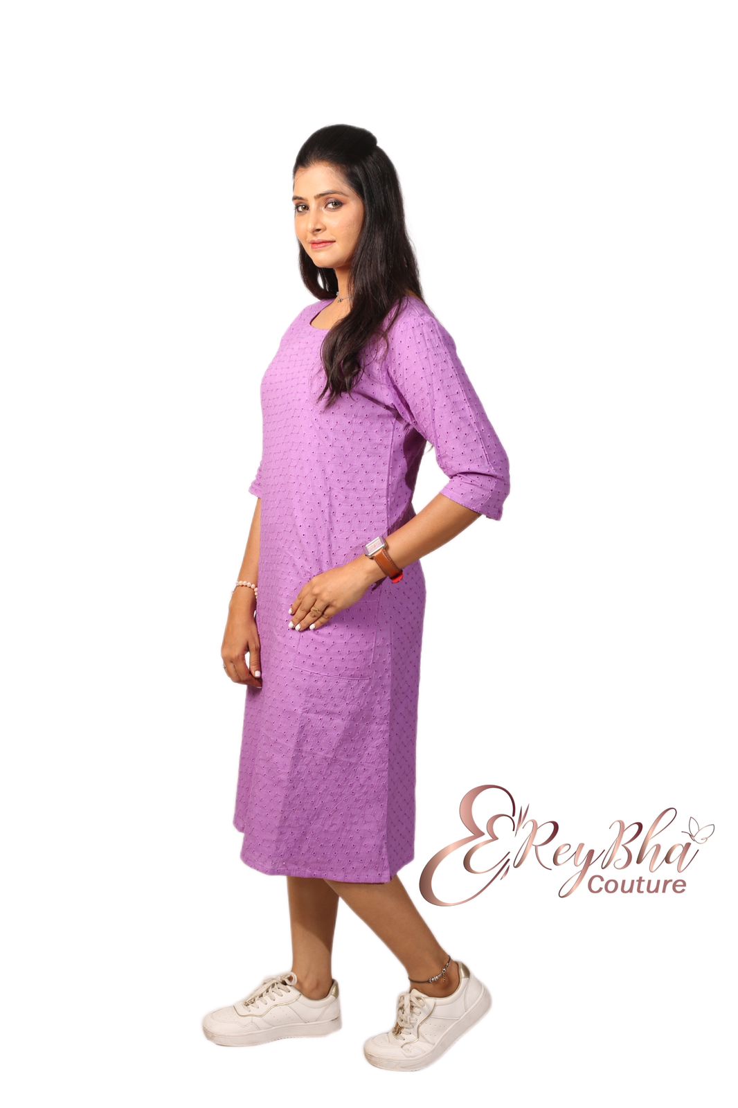 Violet Hakoba Midi Dress with Sleeves