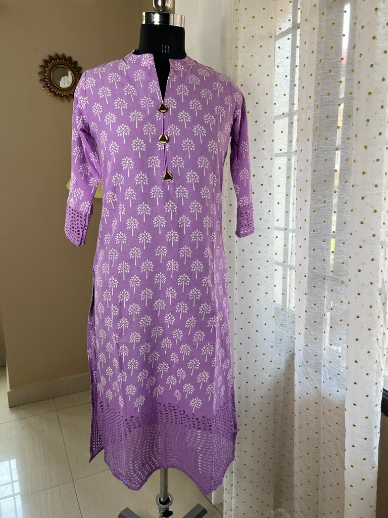 Lilac Cutwork Kurti