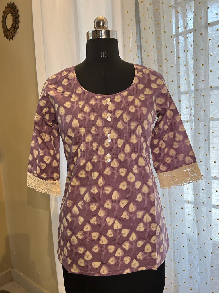 Violet Short Kurti With Lace