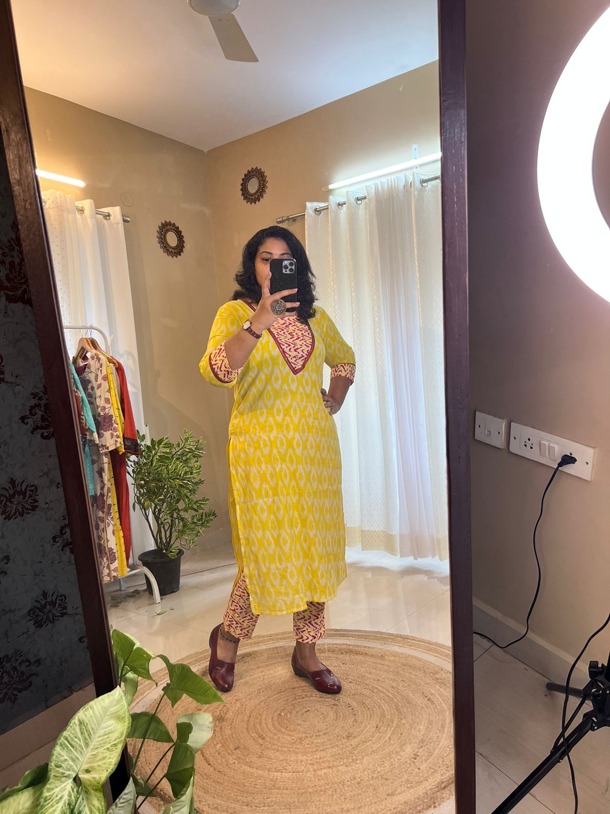 Office Wear Kurti Set - Yellow