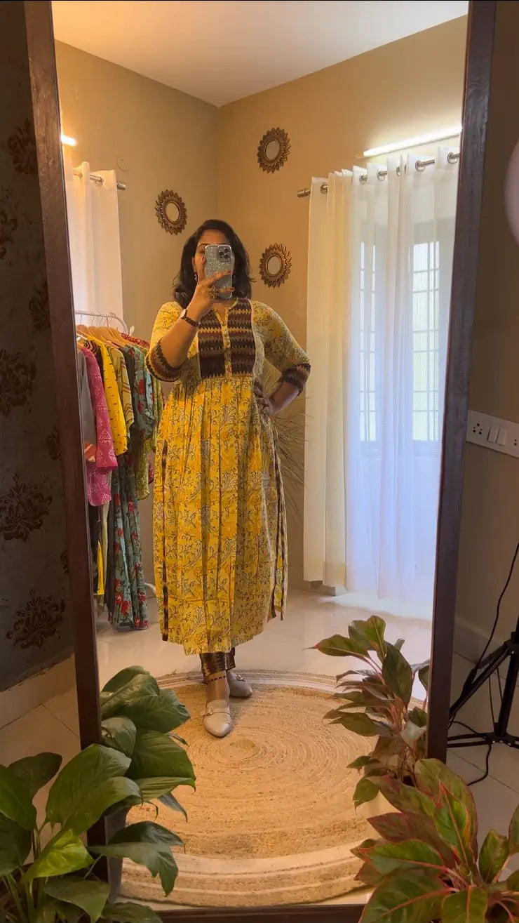 Yellow Nyra Cut Kurti