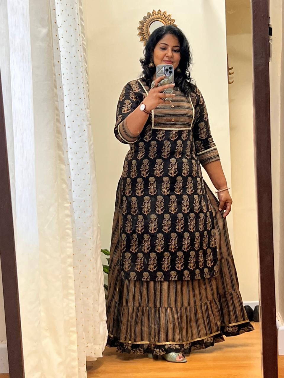 Black Ajrakh Skirt and Top